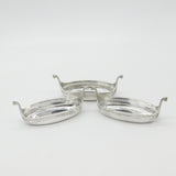 Set of Three Sterling Silver Viking Longboat Treat Dishes Antique 1928 Elkington & Co.