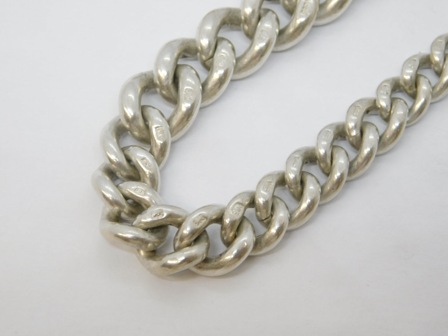 Edwardian Sterling Silver Graduated Albert Watch Chain Antique 1904 Birmingham
