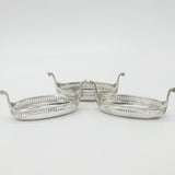 Set of Three Sterling Silver Viking Longboat Treat Dishes Antique 1928 Elkington & Co.
