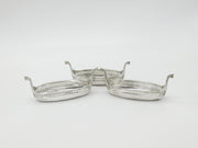 Set of Three Sterling Silver Viking Longboat Treat Dishes Antique 1928 Elkington & Co.