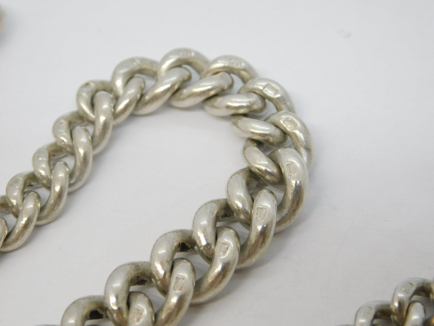 Edwardian Sterling Silver Graduated Albert Watch Chain Antique 1904 Birmingham