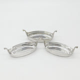 Set of Three Sterling Silver Viking Longboat Treat Dishes Antique 1928 Elkington & Co.