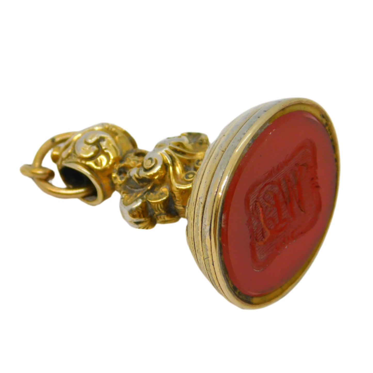 George III Sterling Silver Gilt Carnelian Red Agate Fob Seal Antique c1820