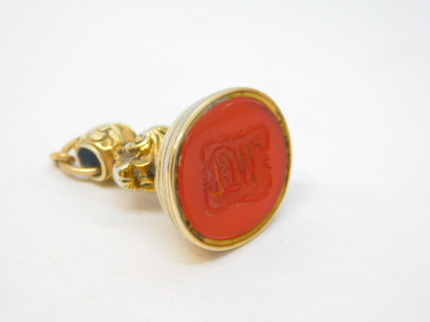George III Sterling Silver Gilt Carnelian Red Agate Fob Seal Antique c1820