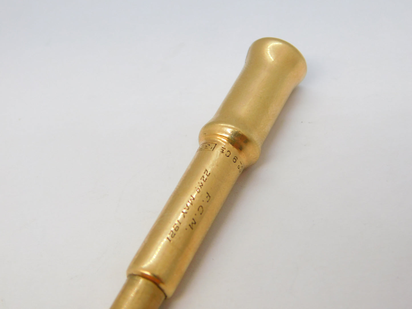 9ct Gold Sampson Mordan & Co. Cigar Piercer Tool Antique 1920 London Deco