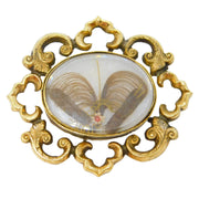 George III Rolled Gold Hair Set Locket Form Mourning Brooch Antique c1800