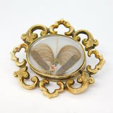 George III Rolled Gold Hair Set Locket Form Mourning Brooch Antique c1800