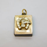 Victorian 9ct Gold Back & Front Lucky Greyhound Locket Pendant Antique c1860