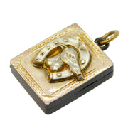 Victorian 9ct Gold Back & Front Lucky Greyhound Locket Pendant Antique c1860