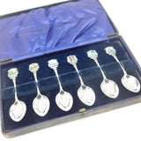 Edwardian Set of Sterling Silver Enamel Suva, Fiji Souvenir Spoons 1906 Antique Birmingham