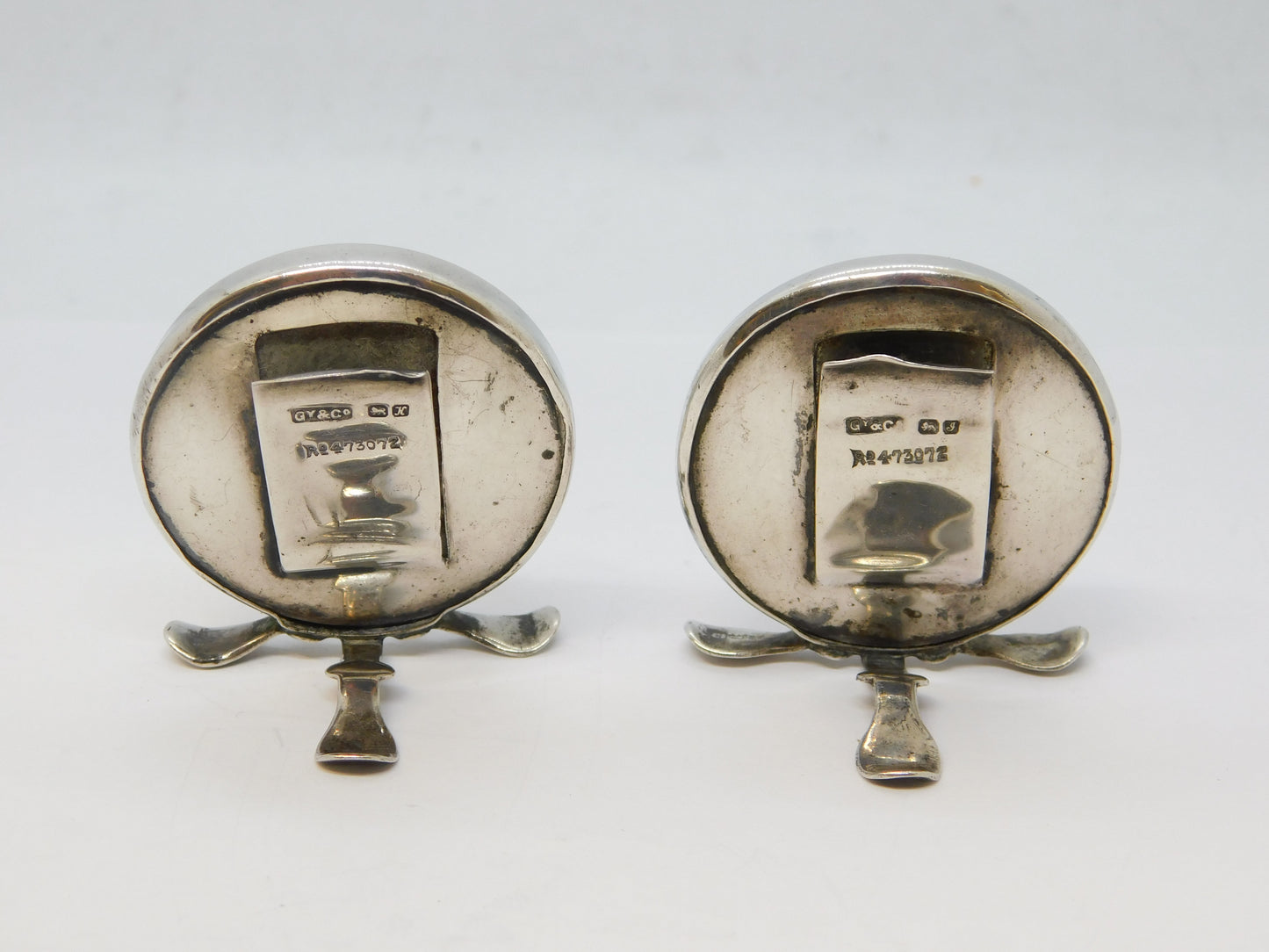 Edwardian Pair of Sterling Silver Grouse & Snipe Watercolour Place Settings Antique 1909 Chester