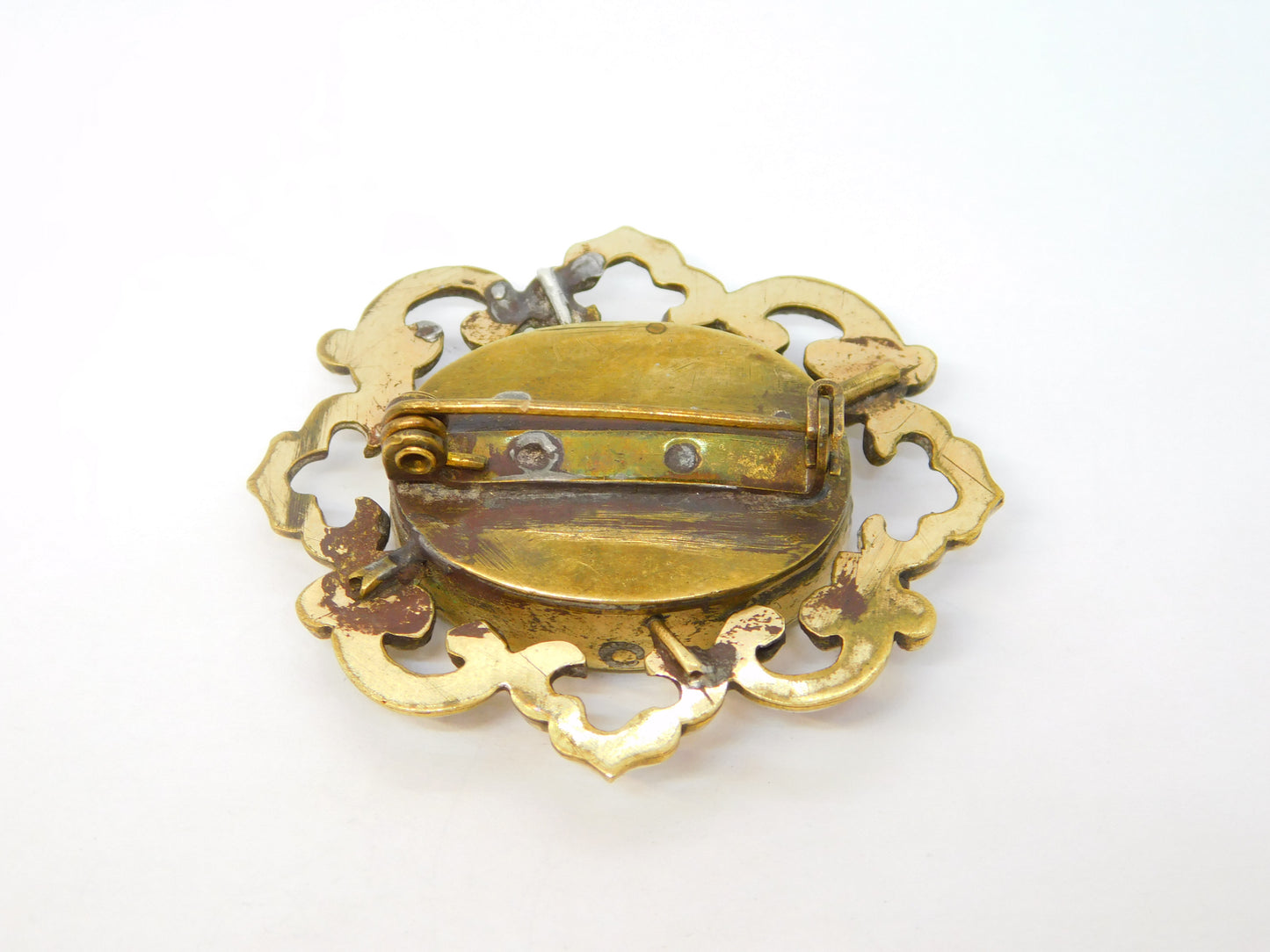 George III Rolled Gold Hair Set Locket Form Mourning Brooch Antique c1800