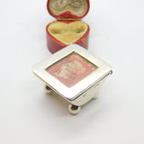 Sterling Silver Stamp Box Penny Red Stamp To Lid Antique Victorian 1899