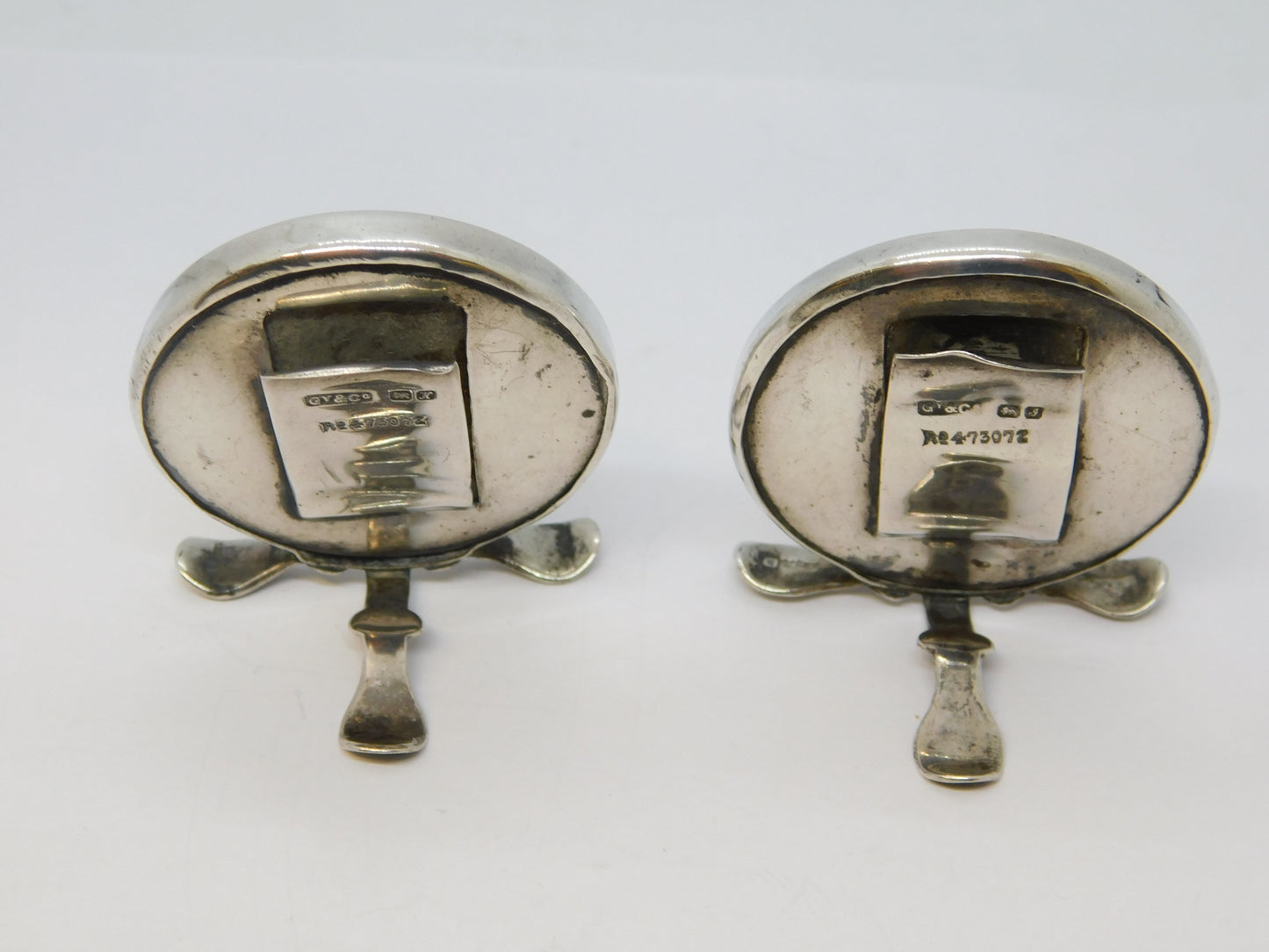 Edwardian Pair of Sterling Silver Grouse & Snipe Watercolour Place Settings Antique 1909 Chester
