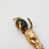 WW1-era 9ct Gold Cased, Wood 'Touch Wud, Fumsup' Charm Pendant Antique c1914