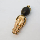 WW1-era 9ct Gold Cased, Wood 'Touch Wud, Fumsup' Charm Pendant Antique c1914