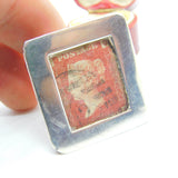 Sterling Silver Stamp Box Penny Red Stamp To Lid Antique Victorian 1899