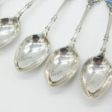Edwardian Set of Sterling Silver Enamel Suva, Fiji Souvenir Spoons 1906 Antique Birmingham