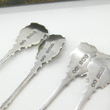 Edwardian Set of Sterling Silver Enamel Suva, Fiji Souvenir Spoons 1906 Antique Birmingham