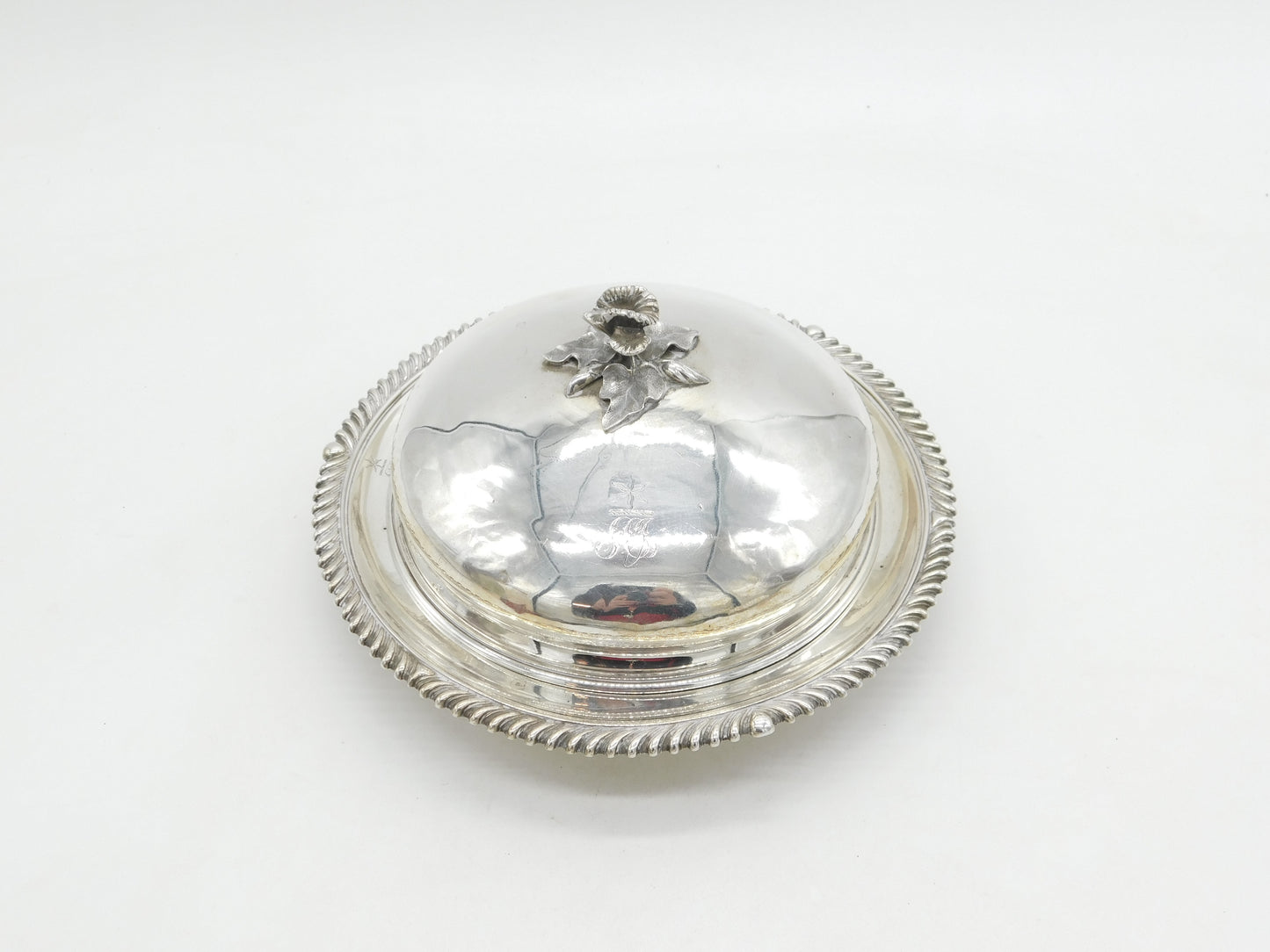 George IV Sterling Silver Crested Muffin Dish & Cover Antique 1830 London
