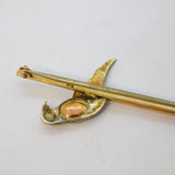 Edwardian 9ct Gold, Enamel & Blistered Pearl Parrot Bar Brooch Antique c1910
