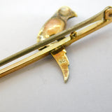 Edwardian 9ct Gold, Enamel & Blistered Pearl Parrot Bar Brooch Antique c1910