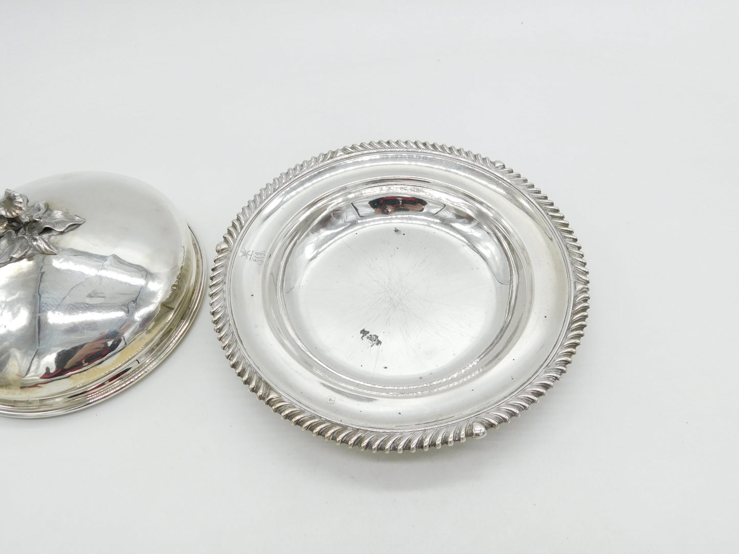 George IV Sterling Silver Crested Muffin Dish & Cover Antique 1830 London