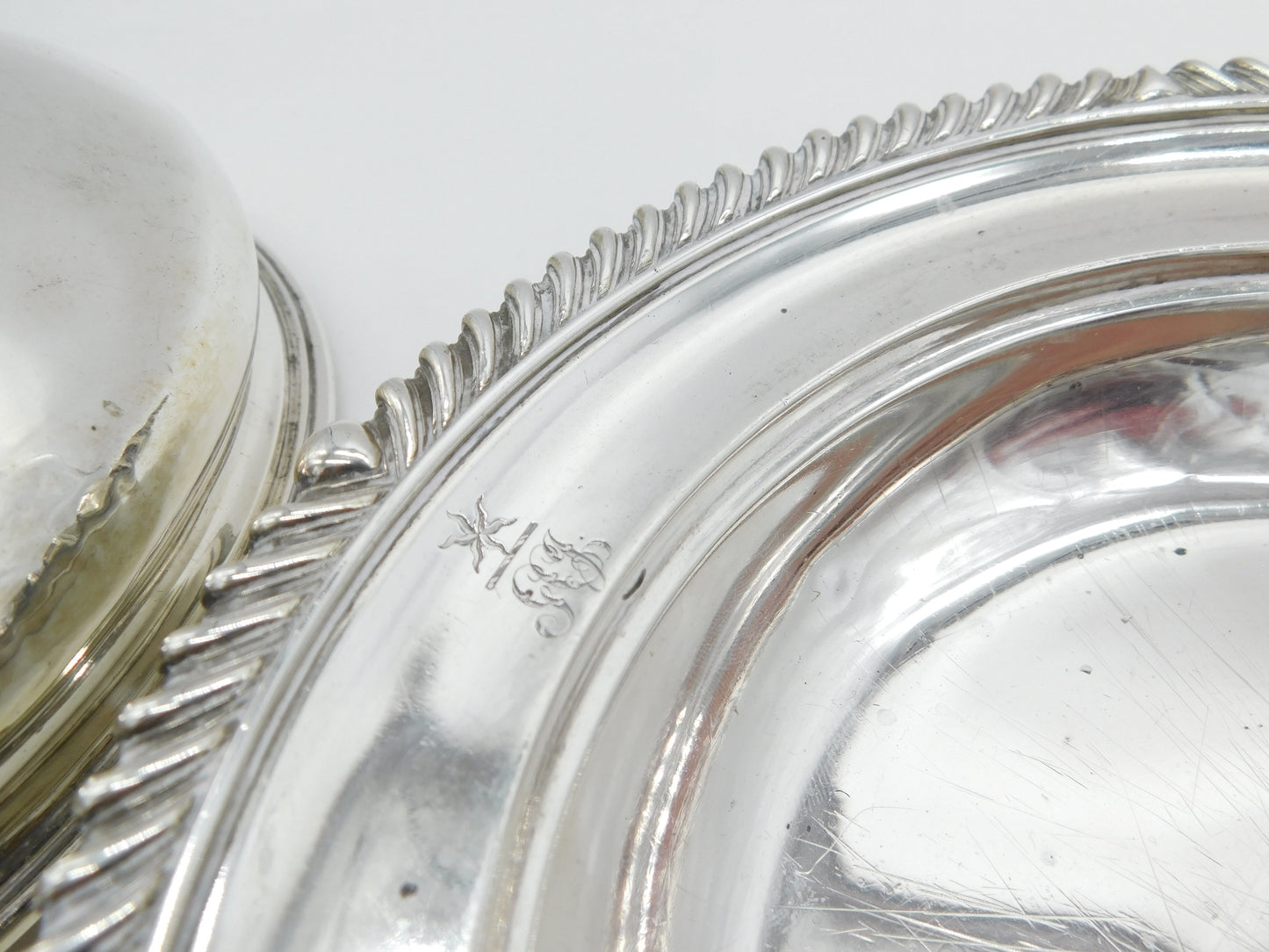 George IV Sterling Silver Crested Muffin Dish & Cover Antique 1830 London