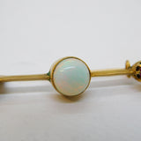 Victorian 18ct Yellow Gold, White Opal & Ruby Bar Brooch Antique c1890