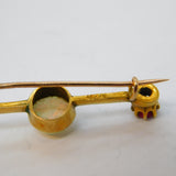 Victorian 18ct Yellow Gold, White Opal & Ruby Bar Brooch Antique c1890
