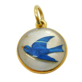Victorian 18ct Gold Mounted Carved Essex Crystal Swallow Pendant Antique c1860