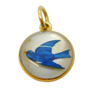 Victorian 18ct Gold Mounted Carved Essex Crystal Swallow Pendant Antique c1860