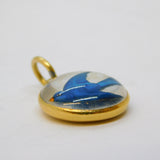 Victorian 18ct Gold Mounted Carved Essex Crystal Swallow Pendant Antique c1860