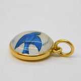 Victorian 18ct Gold Mounted Carved Essex Crystal Swallow Pendant Antique c1860