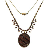 19th Century Austro-Hungarian Gold & Bohemian Garnet Locket Necklace Antique c1860