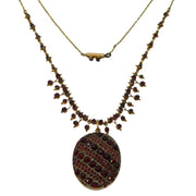 19th Century Austro-Hungarian Gold & Bohemian Garnet Locket Necklace Antique c1860