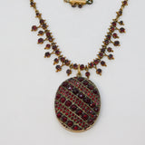 19th Century Austro-Hungarian Gold & Bohemian Garnet Locket Necklace Antique c1860
