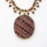19th Century Austro-Hungarian Gold & Bohemian Garnet Locket Necklace Antique c1860