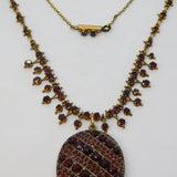19th Century Austro-Hungarian Gold & Bohemian Garnet Locket Necklace Antique c1860