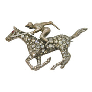 Sterling Silver Paste Set Horse Racing Brooch Pin Antique c1920 Art Deco