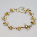 Sterling Silver Daisy Flower & Bumble Bee Studio Jewellery Bracelet Vintage