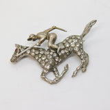 Sterling Silver Paste Set Horse Racing Brooch Pin Antique c1920 Art Deco