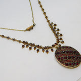 19th Century Austro-Hungarian Gold & Bohemian Garnet Locket Necklace Antique c1860
