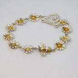 Sterling Silver Daisy Flower & Bumble Bee Studio Jewellery Bracelet Vintage