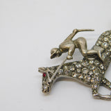 Sterling Silver Paste Set Horse Racing Brooch Pin Antique c1920 Art Deco