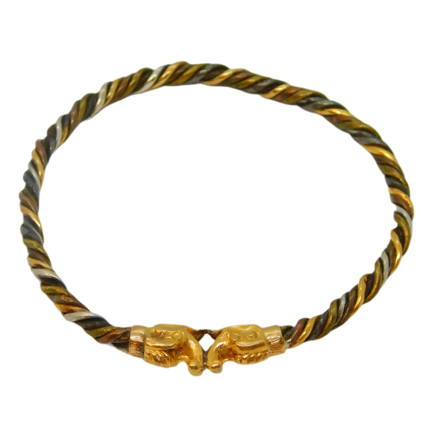 Ancient 18ct Gold Mixed Metal Mythic Beast Form Bangle Bracelet Byzantine