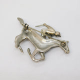 Sterling Silver Paste Set Horse Racing Brooch Pin Antique c1920 Art Deco