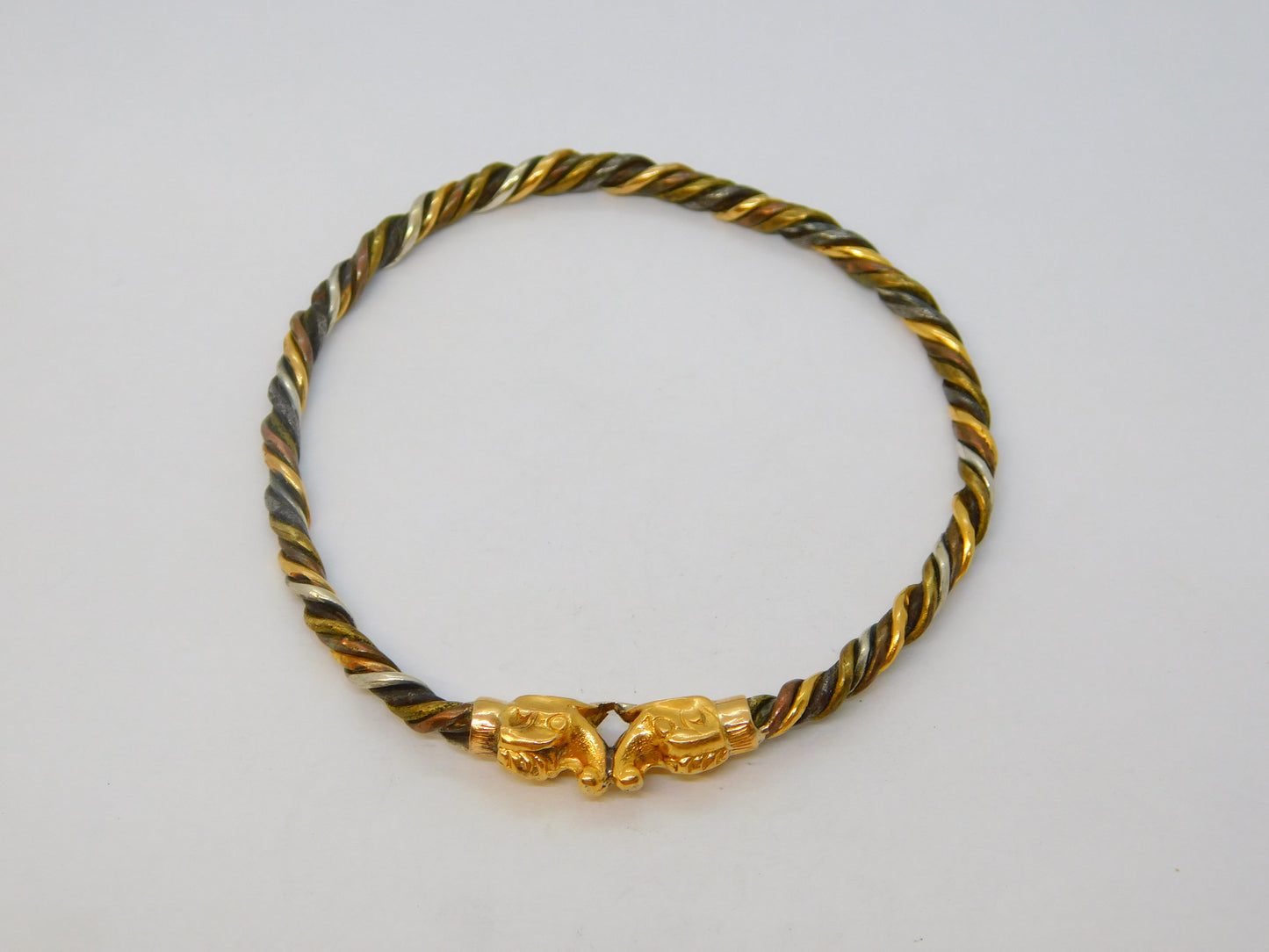 Ancient 18ct Gold Mixed Metal Mythic Beast Form Bangle Bracelet Byzantine