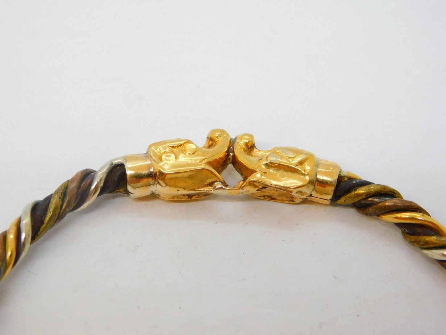 Ancient 18ct Gold Mixed Metal Mythic Beast Form Bangle Bracelet Byzantine