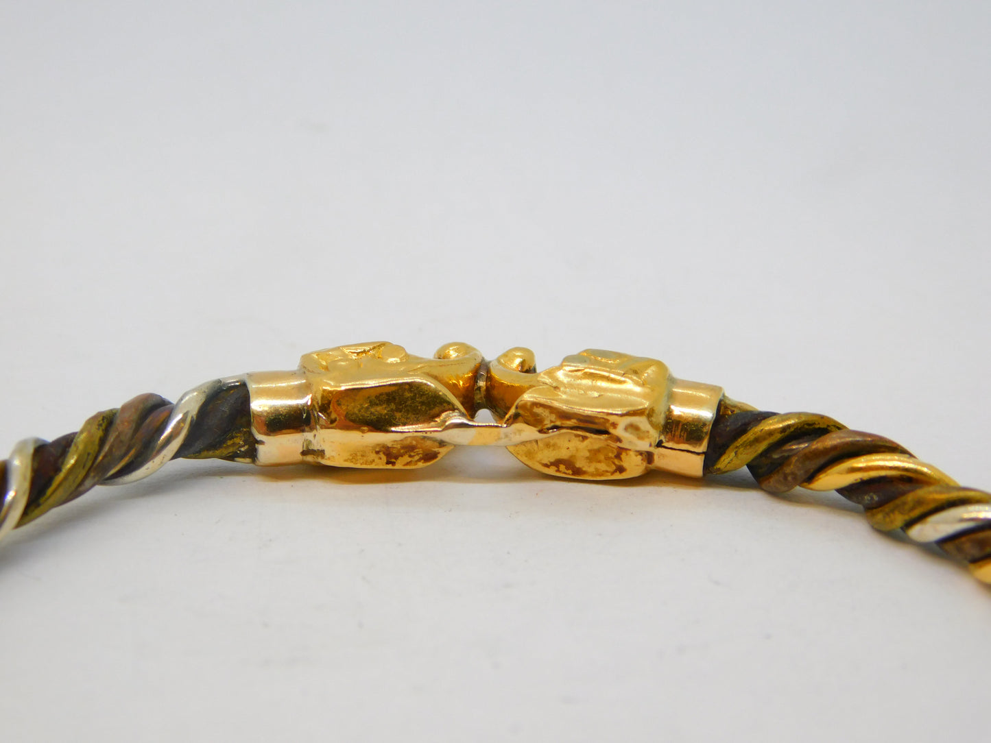 Ancient 18ct Gold Mixed Metal Mythic Beast Form Bangle Bracelet Byzantine